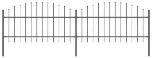 Zahradní plot s kopím nahoře ocelový 337 x 125 cm černý 277722