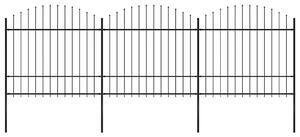 Zahradní plot s kopím nahoře ocelový 504 x 175 cm černý 277741