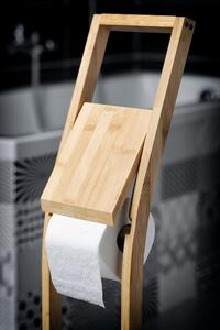 AQUALINE - BAMBUS stojan s držákem na toaletní papír a WC štětkou, hranatý, bambus (BI026)