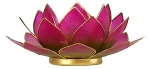 Milujeme Kameny Svícen – lotosový květ – tmavě růžový – velký - zlatý okraj