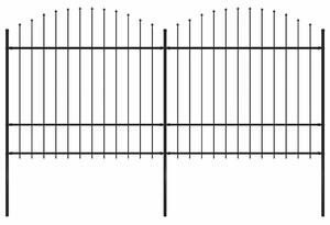Zahradní plot s kopím nahoře ocelový 337 x 175 cm černý 277740