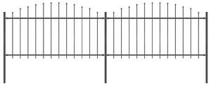 Zahradní plot s kopím nahoře ocelový 337 x 150 cm černý 277731