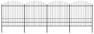 Zahradní plot s kopím nahoře ocelový 671 x 200 cm černý 277751