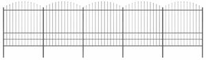 Zahradní plot s kopím nahoře ocelový 838 x 200 cm černý 277752