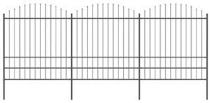 Zahradní plot s kopím nahoře ocelový 504 x 200 cm černý 277750
