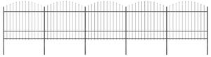 Zahradní plot s kopím nahoře ocelový 838 x 175 cm černý 277743