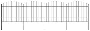 Zahradní plot s kopím nahoře ocelový 671 x 175 cm černý 277742