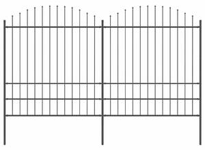 Zahradní plot s kopím nahoře ocelový 337 x 200 cm černý 277749