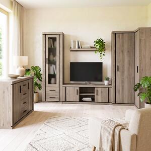 Obývací stěna s komodou DALLAS t | 295 cm + 137 cm | 5 dílů | dub trufla
