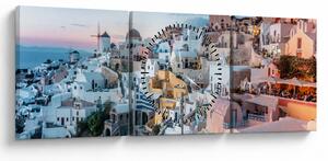 Obraz - Stmívání v Santorini (s hodinami) (90x30 cm)