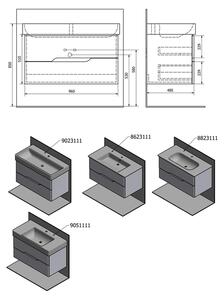 SAPHO - MEDIENA umyvadlová skříňka 96,5x50,5x48,5cm, bílá mat/bílá mat (MD100)
