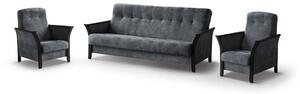 Sedací souprava Roko 3+1+1, tm. šedá/ořech (bonita 209.11/dark grey)