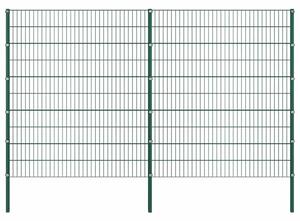Plotový panel se sloupky železný 349 x 200 cm zelený 278680