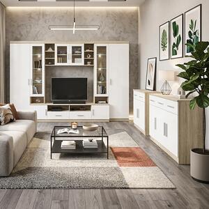 Obývací stěna PARIS + 2x komoda | 340 cm + 103,4 cm + 69 cm | sonoma/bílá
