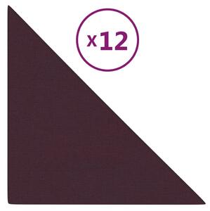 Nástěnné panely 12 ks fialové 30x30 cm textil 0,54 m²