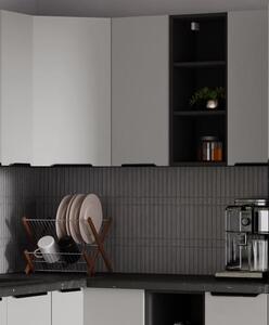 Kuchyňská linka Arona / Monza černá matná / kašmír / ořech okapi, Rohová sestava B, 310 x 250 cm