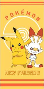 Bavlněná froté osuška 70x140 cm - Pokémon Pikachu a Scorbunny