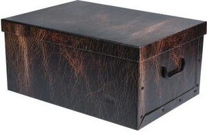 EH Úložný box s víkem Leather Design, tm. hnědá