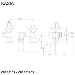 MEREO - Vanová nástěnná baterie, Kasia, 100 mm, bez příslušenství, chrom (CBS901A03)
