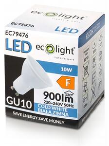 LED žárovka GU10 10W 6500K 230V 900lm - studená bílá ECOLIGHT