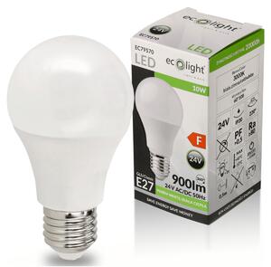 LED žárovka E27 - 10W - 24V -900lm - teplá bílá ECOLIGHT