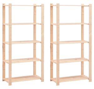 Úložný regál 5 polic 2 ks 80x38x170 cm masivní borovice 250 kg 279404