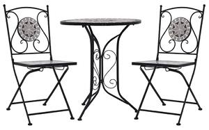 3dílný mozaikový bistro set keramický šedý 279690