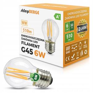 LED žárovka - E27 - G45 - 6W - 510Lm - filament - teplá bílá BERGE