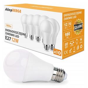 SADA 10x LED žárovka E27 12W - studená bílá BERGE