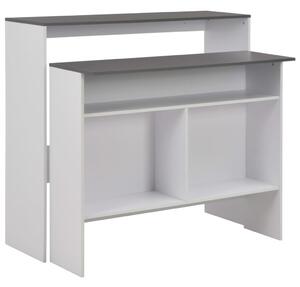 Barový stůl se 2 stolními deskami bílý a šedý 130 x 40 x 120 cm 280221