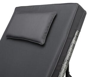 Luxusní polohovací lehátko s kolečkem šedé – tmavé podušky