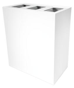 Caimi Brevetti odpadkový koš na tříděný odpad MAXIMO, 3 x 50 L, bílá ocel