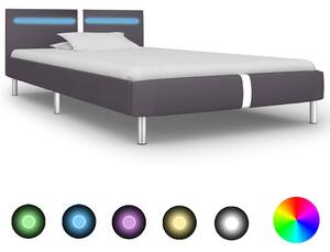 Rám postele s LED šedý umělá kůže 90 x 200 cm 280856
