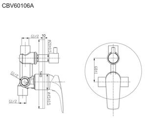 MEREO - Sprchová podomítková baterie s přepínačem, Eve, Mbox, kulatý kryt, chrom (CBV60106A)