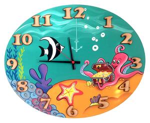 Ručně malované dětské hodiny Podmořský svět tiché