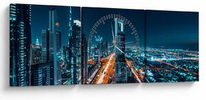 Obraz - Dubajská noc (s hodinami) (90x30 cm)