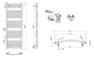 AQUALINE - ORBIT otopné těleso s bočním připojením 450x1700 mm, 732 W, bílá (ILO64E)