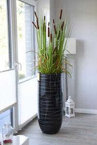 Luxusní květináč ASCONIA, sklolaminát, výška 95 cm, černý lesk