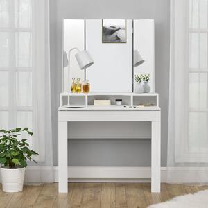 - Toaletní stolek Marla s trojitým zrcadlem v bílé barvě