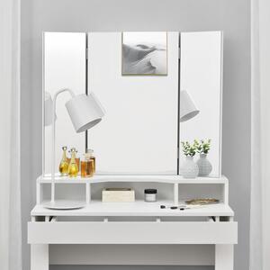 Toaletní stolek Marla s trojitým zrcadlem v bílé barvě bez židle