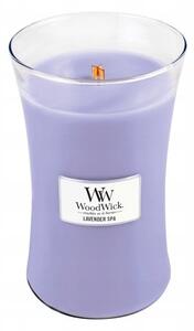 WoodWick vonná svíčka s dřevěným knotem velká Lavender Spa 609 g