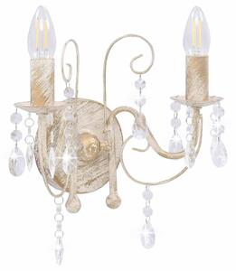 Nástěnná lampa s korálky bílá patina 2 x žárovka E14 281590