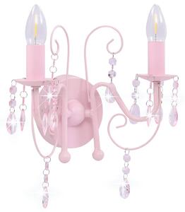 Nástěnná lampa s korálky růžová 2 x žárovka E14 281592