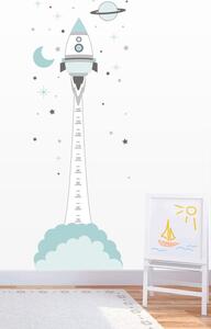 Nálepka na zeď dětský metr pro měření výšky - raketa