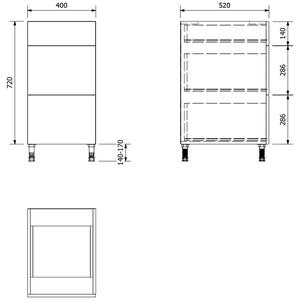 AQUALINE - TERNO spodní skříňka se zásuvkami, 40x72x52 cm, dub emporio (AKD42)