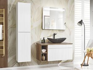 COMAD Koupelnová sestava - ICONIC white, 100 cm, sestava č. 3, matná bílá/dub santa fe vintage