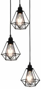Stropní lampa s diamantovým designem černá 3 x žárovka E27 281634
