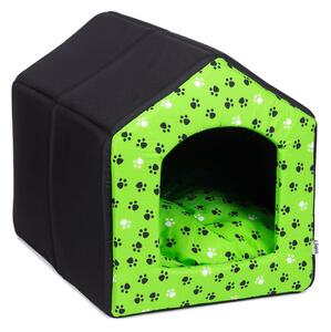 Iridog Bouda pro psa 2v1 HOUSIE MULTI no.1 černá se zelenými tlapky v35 x š30 x d40 cm