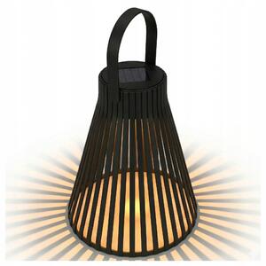 Černý solární LED lampion 3000 K, 33 × 20 cm, IP44, teplá bílá