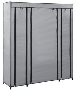 Šatní skříň s přihrádkami a tyčemi šedá 150x45x176 cm textil 282436